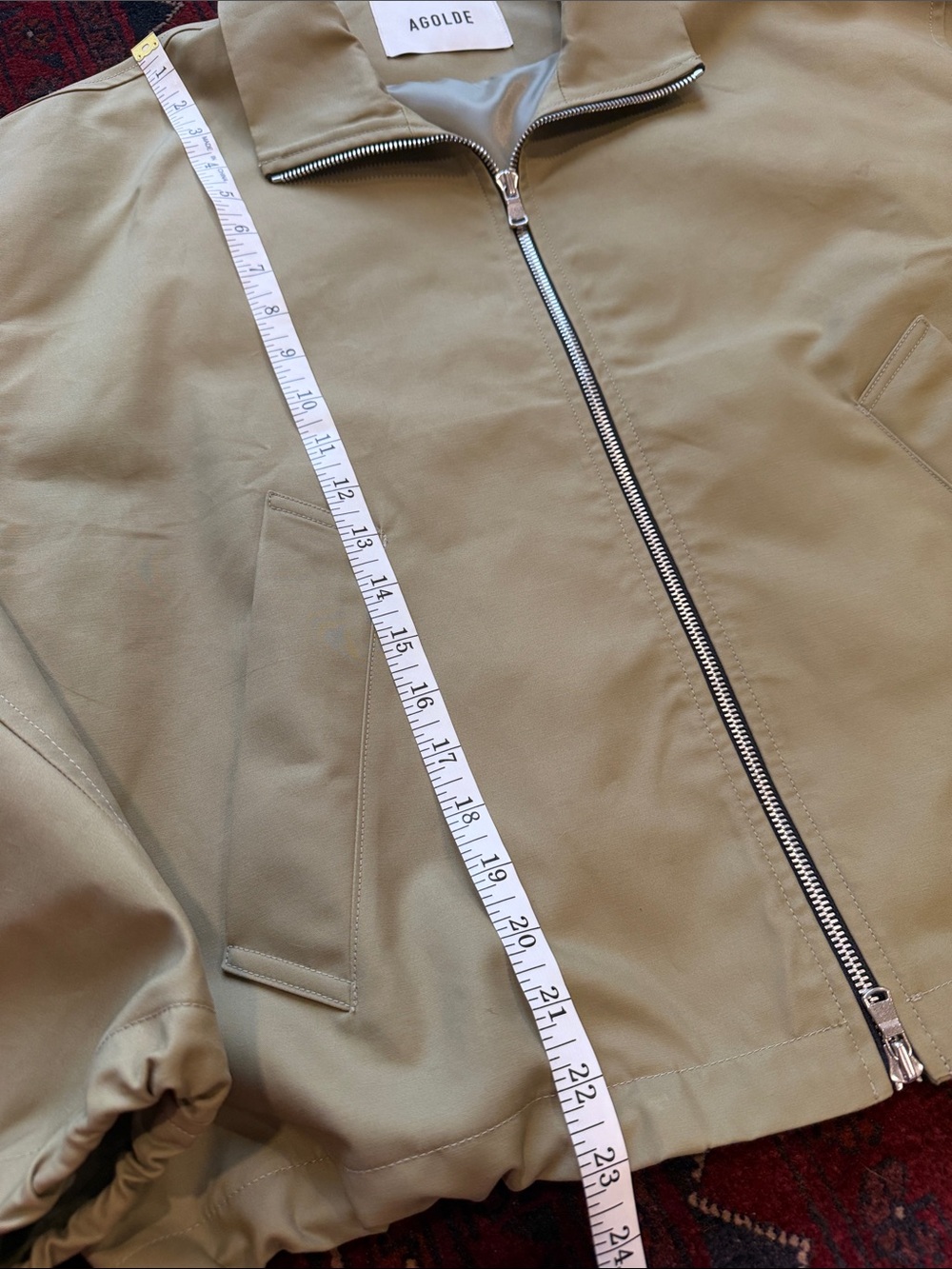Agolde Laurie Green Bomber Cotton Jacket with toggles - Picture 4 of 10